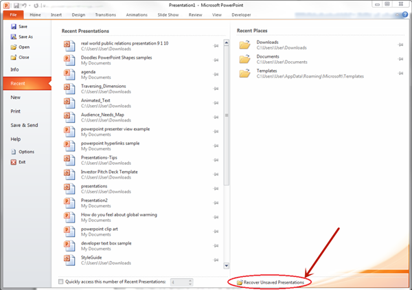 如何恢復沒有保存的PPT檔案